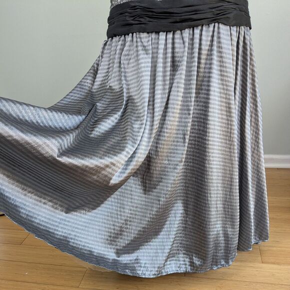 Vintage Prom Dress Maxi Gown 10 Silver Gray Y2K Corset Goth Strapless Glam Flirt - Picture 3 of 15